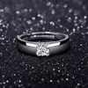 Sterling Silver Platinum Plated Classic Diamond Solitaire Ring mens Couple Lovers Wedding Holiday Gift Jewelry283M