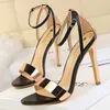 Sandals BIGTREE Shoes Pu Leather High Heels 2023 New Women Heels Sexy Stiletto Heels 11 Cm Party Shoes Color Matching Women Sandals L230720