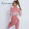 Women's Tracksuits Bymermaids Seamless Yoga Set Women Gradient Gym Suit Long Sleeves Sports Top Push Up Leggings 2 Pieces Fitness Sportswear J230720