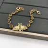Luxury designer retro little bee Charm Bracelets rhinestone brass material for women party lovers gift jewelry306r