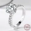 2 0ct Silver 925 Rings Natural Gemstone Zirconia Diamond Wedding Ring for Bride Women Band Fine Jewelry J-4272601