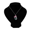 Rainbow Stone Pendant Necklace Fashion Crystal Chakra Rock Necklace Gold Color Chain Quartz Pendant For Women Gifts292C