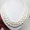 Natural 8 10mm White Pearl Long Necklace Big Barock Beads 45 Inches253C