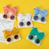 Hårtillbehör 6Set Lot Daisy Baby Solglasögon Eyelet Bow pannband Set Elastic Nylon Bands Seaside Sun Glasses Kids Headwear 230720