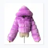 High QualityFurry Cropped Faux Coats and Jackets Women Fluffy Top Coat with Hooded Winter Fur Jacket298d