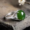 Anillos de diamantes de circón con piedras preciosas de Jade verde esmeralda para mujer, joyería de oro blanco y plata, bisutería de plata, regalos de fiesta Vintage Bague Clu235s