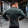 Men's Tracksuits Autumn winter spandex satin Running Shirt Long Sleeve Gym Shirt Men Sportswear Dry Fit Shirts For Bodybuilding Men Fitness Sport J230720