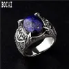 Bagues de grappe 2021 mode naturel Lapis Lazuli hommes bague en argent S925 Simple personnalité dominatrice pour hommes Male240D