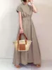 Urban Sexy Dresse S Summer Korean Fashion Art Big Swing Long With Midje Wrap Stor Loose Solid Color Dress Belt 230719