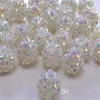 100 pcs / lot 10mm 12mm Blanc mélangé multicolore Chunky Résine Epoxy Strass Boule Perles shamballa Basketball wive Perle bracelet Fin310r