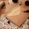 Hediye Sargısı Vintage Kraft Kağıt Zarflar Mektup Kağıtları Etiketleri ile Set Retro Yazma Padi