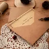 Present Wrap Vintage Kraft Paper -kuvert Set med brevpapper Stickers Retro Skrivande Pad Invitations Office Supplies School Stationery