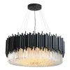 Lustre moderno preto iluminação sala de estar lâmpadas de cristal redondas grandes luminárias para decoração de casa luxo 90-260V DHL264Z