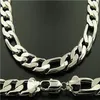 Mode Mäns halsband 1pcs King-Size Men's Figaro Chains 925 SLIVER NECKLACE 12mm 30inch 76cm 2499