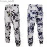 Mannen Broek Casual Mannen Broek Bloemenprint Plus Size Linnen Joggers Hip Hop Street Wear Merk Mannelijke Zomer Losse broek Z230720