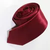 Satin Polyester soie Cravate Cravate Cravates Hommes Femmes BOURGOGNE Maigre Couleur Unie Plaine 20 couleurs 5cmx145cm308f