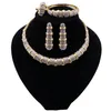 Afrikanska bröllop Brudsmycken Luxury Dubai Gold Color Jewellry Set for Women Halsband Armband Ringörhängen Set2874