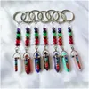Keychains Lanyards Natural Stone 7 Chakra Beads Hexagon Prism Key Rings Chains Healing Crystal Keyrings For Women Men Bk D Dhgarden Dhdxz