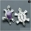 Charms Natuursteen Kleine Schildpad Broche Lapis Lazi Amethist Rozenkwarts Schildpad Kristal Hanger Diy Oorbellen Ketting Sieraden Dro Dhbzm