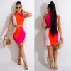 Urban Sexy Dresses CMYAYA Elegant Women Beading Colorblocked Midi Bodycon Mini A line Skirt Suit and Sleeveless Tank Two 2 Piece Set Outfits 230720