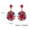 Boucles d'oreilles pendantes Multi couleurs bleu Fuchsia cristal grandes femmes accessoires de fête de mode bijoux de luxe