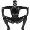 Men's G Strings Latex Natural Rubber Men Sexy Overall Hooded Black With White Catsuit Mask Unisex Bodysuits Customize XXS-XXL200x