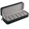 6 Slot Watch Box Portable Travel Zipper Case Collector Storage Storage Storage Storage BoxBlack3309