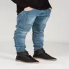 Hommes Jeans Hommes Cordon Taille Haute Desighner Jean Pantalon D'été Hommes Vêtements Biker Droite Denim Lavé Trou Pantalon Trouser225c