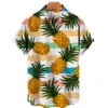 Mens Casual Shirts Hawaiian Shirt Voor Mannen Fruit Ananas 3d Print Zomer Vrije Tijd Vakantie Mode SingleBreasted Korte Man Kleding 230720