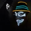 Neon Mask V per Vendetta Mascara Led Guy Fawkes Masque Maschere mascherate Party Mascara Halloween Glowing Masker Light Maska Scary2008