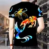 Agasalhos masculinos de verão, camisetas masculinas de manga curta, calças, 2 peças, impressão 3D, peixe dourado, moda, roupas de estilo chinês 230720