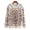 Women's Sweaters Fashion High Quality Sweater Luxury Crochet Floral Pattern Long Sleeve O-neck Pullover Knitwear Female's Tops SY2600