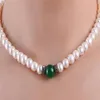 8 0-9 0 Perlenkette 100 % echte natürliche Süßwasser-Zuchthalskette mit natürlicher Jade-Halskette Choker262Y