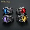 Cluster Ringen CFBulongs 316L Rvs Unieke Rode Zirkoon Dragon Claw Ring Mode Mannen Sieraden Accessoires Whole271W