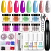 Nail Glitter Dip Powder Set Dipping Kit With Drill No Need Lamp Cure Natural Dry Decoration Kit 230719