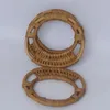 Bag Parts Accessories 2PCS Round Rattan Handls for Handbag Purse Handle DIY Hanger Wooden Bamboo Strap Knitted 230719