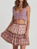 التنانير Jastie Pink Jasmine Florals Boho Skirt Summer Women Mini Varts Nasual Hippie Chic Beach Short Short Faldas Mujer Moda Saia 230719