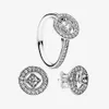 Vintage Circle Ring Stud Boucles d'oreilles ensembles Femmes Bijoux de mariage pour Pandora 925 Silver CZ diamant Bagues et boucles d'oreilles avec Original b278S