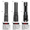 XHP90 2 9-CORE SUPER PROWICE LED Ficklight Torch USB XHP70 2 Zoom Tactical Torch 18650 26650 USB uppladdningsbart Battey Light 30W257B