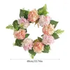 Decorative Flowers Hydrangea Door Wreath 15.7inch Plastic Artificial Flower Bouqet For Front Pink Purple Spring Gifts