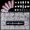 Nagelkonstdekorationer Nagelkonstpaketlegering 3D Nail Charm smycken nagelekoration Glas diamantdelar Diy Nail Art Crystal Accessories 230718