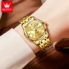 الساعات النسائية Olevs Womens Watch Watch Luxury Gold Watch Originaldate Week Roman Roman Stainless Steel Proof Watchlous Watches Watches 230719