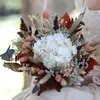 Dried Flowers Wedding Bouquet Eternal Rose Dried Pampas Hand Bouquet Bridal Holding Flowers for Wedding Flower Bridal Bouquets Boho Decoration R230720