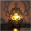 Candle Holders Golden Fancy Glossy Durable Buddhist Stand Alloy Candlelight Carved Office Decor Drop Delivery Home Garden Dhbep
