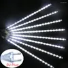 Cordas 30/50cm 8 Tubos Chuva de Meteoros LED Cordas de Luzes Decoração de Jardim de Fadas Decoração de Árvore de Natal ao Ar Livre Lâmpada Guirlanda de Rua 2024