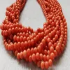 Perles rondes lisses en corail rouge authentiques rares pierres précieuses en pierre naturelle 5-6mm 16inch226V