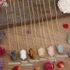 Цепочки мода Женщины Gemstones Stick Point Point Ожежее колье заживление энергии цитрины розы Кварц Хрустально Золото серебряные украшения 285t