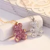 Fashion Bear Pendant Necklace Women Rose Gold Silver Plated Diamond Clavicular Chain Bees Top-Quality Jewelry SW1102 with box267b