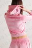 Fato de treino rosa feminino ternos de costura de veludo conjunto de duas peças jogging manga longa moletom com capuz calças terno
