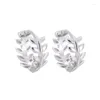 Boucles d'oreilles en argent sterling 925 feuilles lisses coréennes tempérament simple exquis bijoux sexy cadeau pour les femmes